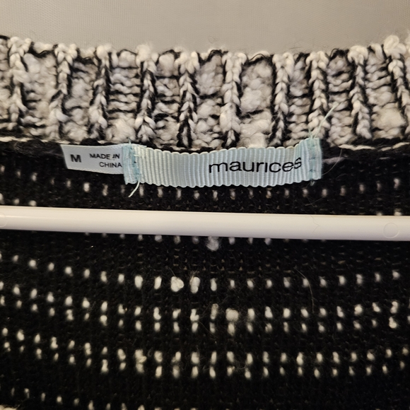 Black and White Striped Sweater with Lace Detail - Picture 2 of 6